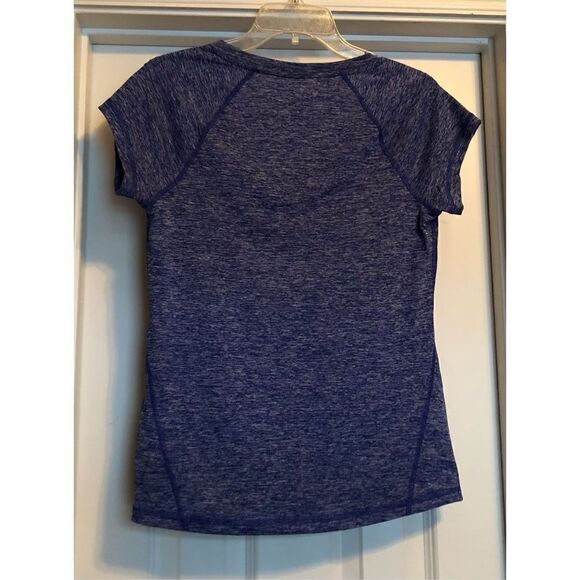 IDEOLOGY- NWT L Sz S Performance V-Neck RapiDry Tee in Deep Cobalt Heather. Cute - Picture 3 of 11